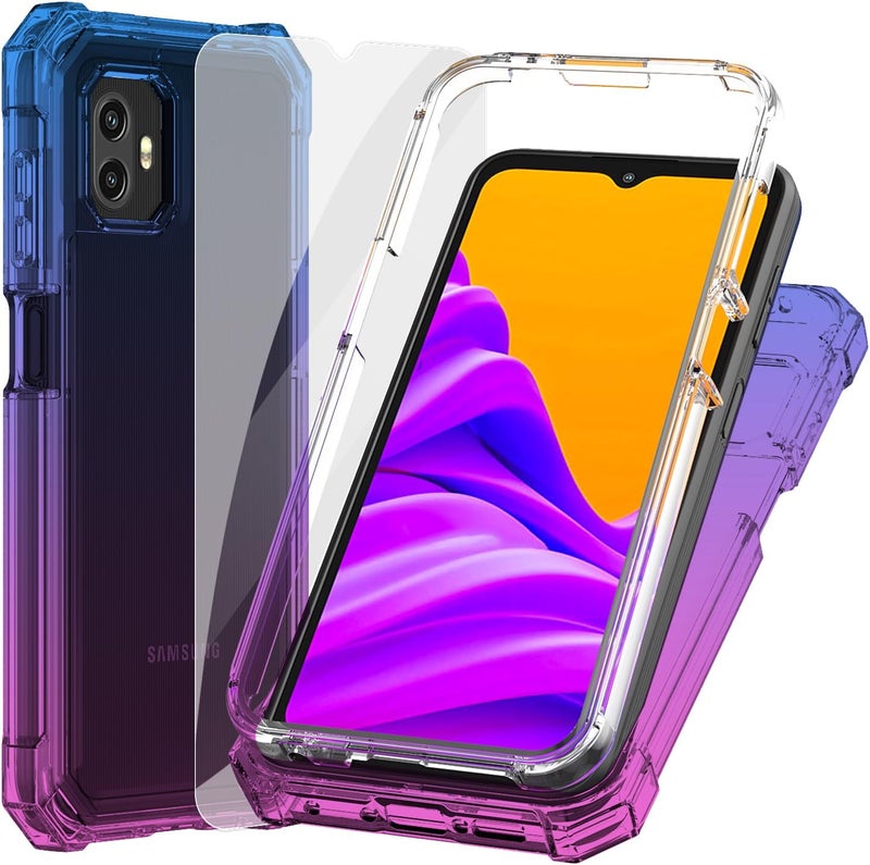 Ailiber حافظة لجهاز Galaxy XCover 7 Pro، مع واقي شاشة، حافظة هاتف Samsung X Cover7 Pro، حماية مزدوجة، زوايا مقاومة للصدمات، حافة TPU رفيعة، غلاف هاتف سيليكون أزرق وردي - Image 1